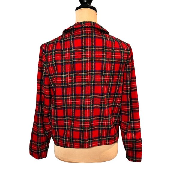 Vintage 60s Pendleton Wool Stewart Plaid Blazer Sz L Red Tartan Academia Preppy - Picture 3 of 13